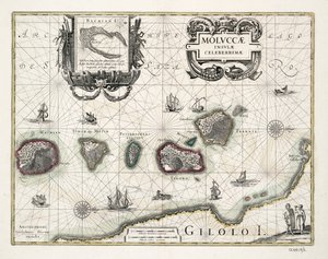 Karta över Moluckerna, Indonesien av Willem Blaeu