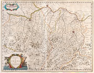 Städerna Parma och Piacenza, Italien, i "Theatrum Orbis Terrarum, sive Atlas Novus" av Willem Blaeu, Amsterdam av Willem Blaeu