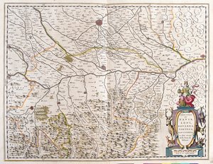 Städer i: Pavia, Lodi, Novara, Tortona, Italien "Theatrum Orbis Terrarum, sive Atlas Novus" av Willem Blaeu, Amsterdam av Willem Blaeu