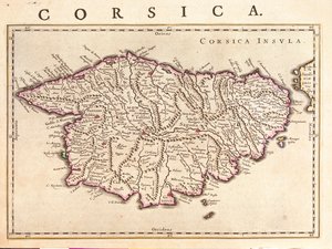 Ön Korsika, "Theatrum Orbis Terrarum, sive Atlas Novus" av Willem Blaeu, Amsterdam av Willem Blaeu
