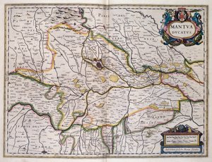 Hertigdömet Mantua, karta av Willem Blaeu (1571-1638), Italien av Willem Blaeu