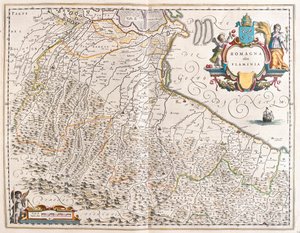 Emilia Romagna, Italien, i "Theatrum Orbis Terrarum, sive Atlas Novus" av Willem Blaeu, Amsterdam av Willem Blaeu