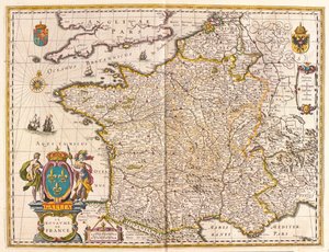 Frankrike, i "Theatrum Orbis Terrarum, sive Atlas Novus" av Willem Blaeu, Amsterdam