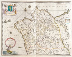 Galicien Spanien, i "Theatrum Orbis Terrarum, sive Atlas Novus" av Willem Blaeu, Amsterdam av Willem Blaeu