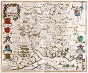 Hampshire och Southampton, i "Theatrum Orbis Terrarum, sive Atlas Novus" av Willem Blaeu, Amsterdam av Willem Blaeu