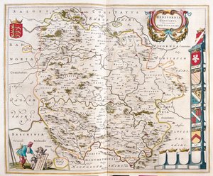 Herefordshire, i "Theatrum Orbis Terrarum, sive Atlas Novus" av Willem Blaeu, Amsterdam av Willem Blaeu