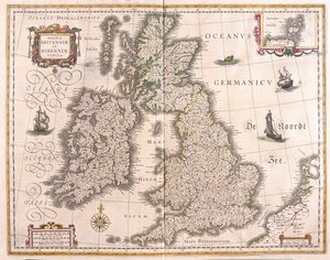 Irland och Storbritannien, i "Theatrum Orbis Terrarum, sive Atlas Novus" av Willem Blaeu, Amsterdam