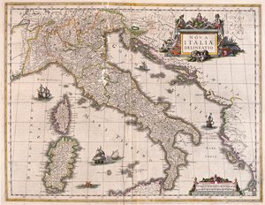 Italien och Korsika, i "Theatrum Orbis Terrarum, sive Atlas Novus" av Willem Blaeu, Amsterdam av Willem Blaeu