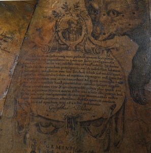 Stort par biblioteksglober, det jordiska 1645/48, det himmelska efter c.1630 av Willem Blaeu