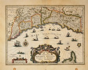 Karta över hertigdömet Monferrato, av Willem Blaeu Gravyr från regionerna i Italien av Willem Blaeu