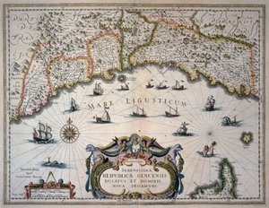 Karta över Republiken Genua, Italien