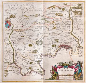 Middlesex, i "Theatrum Orbis Terrarum, sive Atlas Novus" av Willem Blaeu, Amsterdam av Willem Blaeu