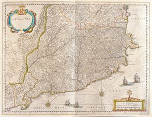 Provinsen Katalonien, Spanien, i "Theatrum Orbis Terrarum, sive Atlas Novus" av Willem Blaeu, Amsterdam av Willem Blaeu