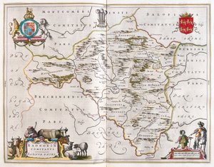 Radnorshire, i "Theatrum Orbis Terrarum, sive Atlas Novus" av Willem Blaeu, Amsterdam av Willem Blaeu