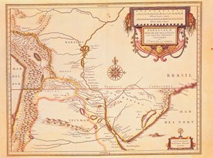 Rio de ll Plate, Silver River och Parana Basin i Paraguay, från Willem Blaeus Atlas av Willem Blaeu