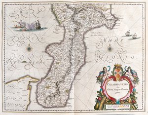 Söder om Kalabrien, Italien, i "Theatrum Orbis Terrarum, sive Atlas Novus" av Willem Blaeu, Amsterdam av Willem Blaeu
