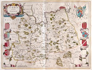 Surrey, i "Theatrum Orbis Terrarum, sive Atlas Novus" av Willem Blaeu, Amsterdam av Willem Blaeu