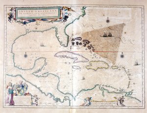 Karibiska havet: du kan se Bermudatriangeln mellan Bermuda Archipelago, Miami och Puerto Rico. Enligt Wilhelm Blaeus Atlas