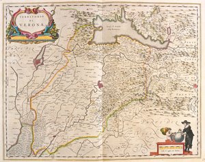 Verona, Italien, i "Theatrum Orbis Terrarum, sive Atlas Novus" av Willem Blaeu, Amsterdam av Willem Blaeu