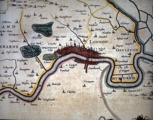 Utsikt över London och dess omgivningar. Atlas av W. Blaeu av Willem Blaeu
