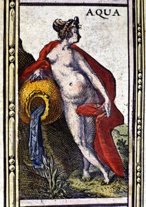 Vatten, ett av de fyra elementen, representerat i Atlas of W. Blaeu tryckt i Amsterdam 1655. av Willem Blaeu
