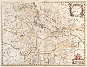 staden Mantova i Italien i "Theatrum Orbis Terrarum, sive Atlas Novus" av Willem Blaeu, Amsterdam av Willem Blaeu