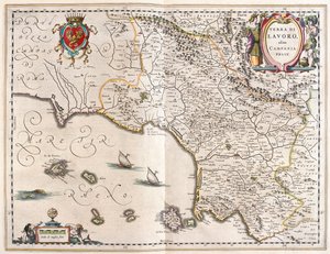 regionen Kampanien i Italien, i "Theatrum Orbis Terrarum, sive Atlas Novus" av Willem Blaeu, Amsterdam av Willem Blaeu