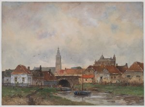 Övre slussen vid Steenbergen, 1800-tal. av Willem C Rik