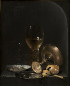 Fortfarande liv. Frukostbit i en stennisch av Willem Claesz. Heda