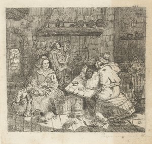 Män som spelar kort och dricker i köket av Willem Cornelis van Dijk