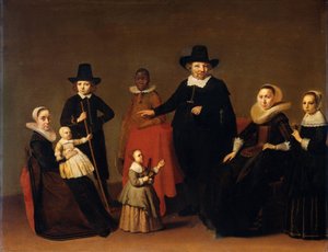 Familjegrupp med en svart man