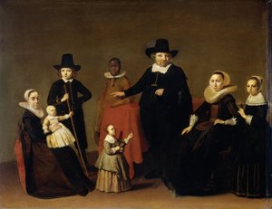 Familjegrupp med en svart tjänare, ca. 1631-33 (olja på panel)
