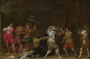 Soldater slåss om bytet i en lada, c.1623