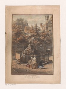 Fontän och innergård på Prinsengracht i Amsterdam