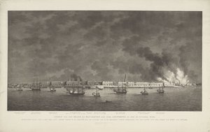Utsikt över märket och skjutningen av staden Antwerpen den 27 oktober 1830, under befäl av Z. Exc.e Luit.t Gener.l Baron D.H. chassi; med ställning som Z.M.-skvadron under befäl av sjökaptenen Jonkh.r J.E. Lewe van Aduard (titel på obj