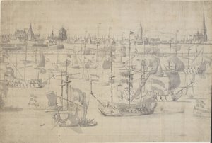 Den holländska flottan på Copenhagen Red 1658 av Willem I van de Velde