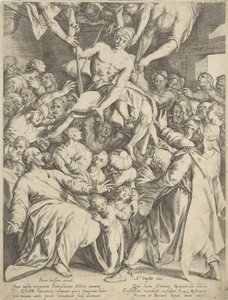 Förlamad sänkt till Kristus genom taket av Willem Isaacsz. van Swanenburg
