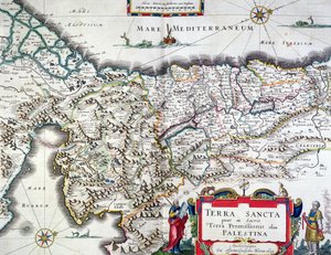 Karta över det heliga landet, publicerad i Amsterdam, 1629 (färggravyr)