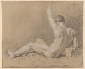 sittande manlig naken, sedd bakifrån (1:a pris 1769)