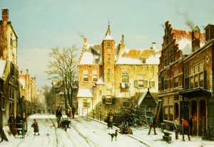En holländsk by på vintern av Willem Koekkoek