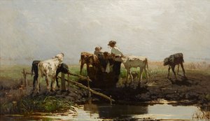 Holländska: Kalvar vid ett tråg Kalvar vid ett tråg av Willem Maris
