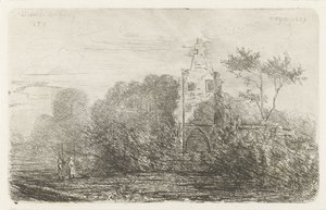 Landskap med ruiner och två figurer av Willem Matthias Jan van Dielen
