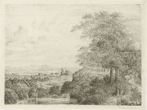 Södra landskap med tempel och figurer