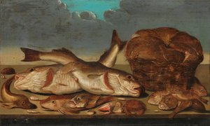 Stilleben med fisk av Willem Ormea