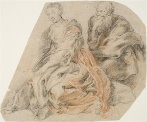 En ung kvinna och en gammal man. (Mary och Joseph? Susanna och en av de två äldste?) av Willem Panneels