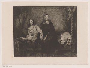 Bröderna de Witt sitter på en säng i fängelseporten av Willem Philip van der Veken (attributed to)