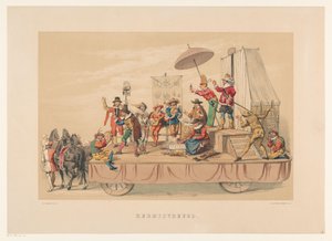 Sjätte gruppen av maskeraden i Utrecht 1856 God Jul (titel på objekt) Vårt hemland omkring mitten av 1600-talet, föreslagit av H.H. studenter, medlemmar i Mutua Fides, för att fira 220-årsjubileet av Utrechtsche Hoogeschool, den 25:e.