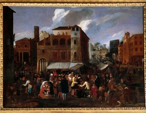 Marknadsscen (olja på duk) av Willem Reuter