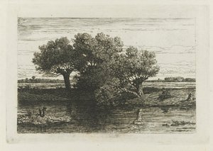 Fiskare vid pillar av Willem Roelofs (I)