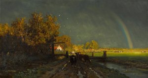 ""Arc en ciel"" (Regnbåge) Peinture de Willem Roelofs (1822-1897) - 1875 - Olja på duk Dim 96,2x147,7 cm Gemeentemuseum Haag (La Haye)